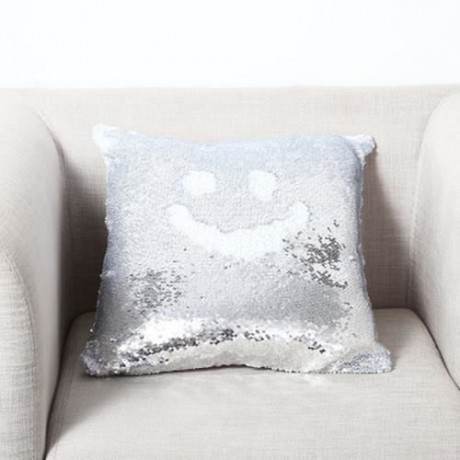 40 X 40CM FASHION DIY TWO TONE GLITTER SEQUINS THROW PILLOW DECORATIVE CUSHION COVER (SILV