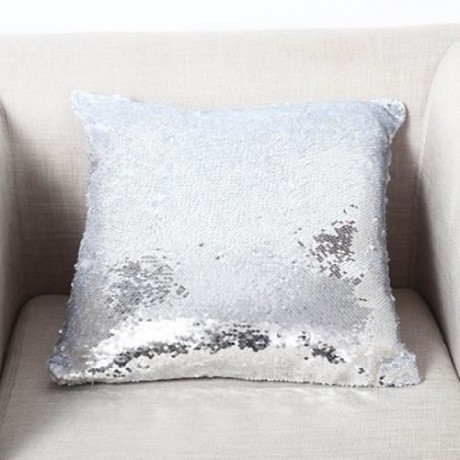 40 X 40CM FASHION DIY TWO TONE GLITTER SEQUINS THROW PILLOW DECORATIVE CUSHION COVER (SILV