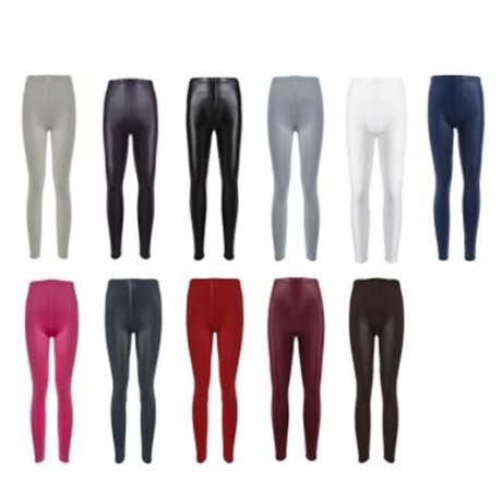 BRIEF MID WAIST FAUX LEATHER PANTS FOR WOMEN (LIGHT GRAY)