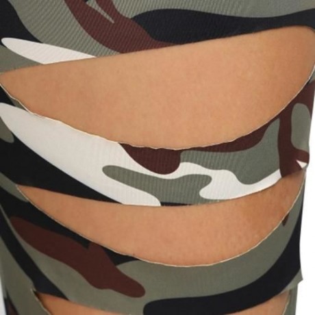 STYLISH HOODED ALLOVER CAMOUFLAGE CUT OUT JUMPSUIT FOR WOMEN (CAMOUFLAGE COLOR)