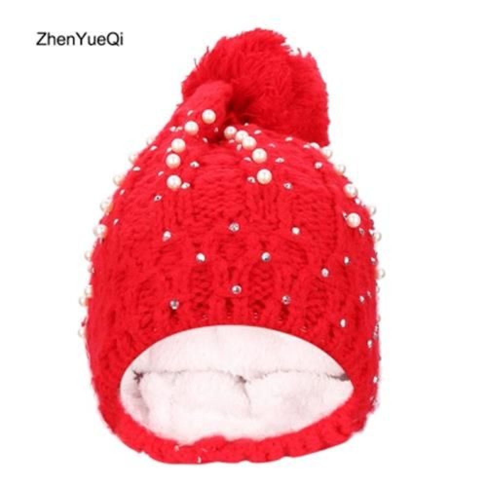 ZHENYUEQI WINTER WARM VELVET PEARL DIAMOND KNITTED HATS FLUFFY PLUSH BEANIE DAILY STREET C ZHENYUEQI WINTER WARM VELVET PEARL DIAMOND KNITTED HATS FLUFFY PLUSH BEANIE DAILY STREET C