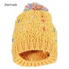 ZHENYUEQI WINTER WARM MIXED COLOR KNITTED HATS FLUFFY PLUSH BEANIE STREET CHIC FOR WOMEN (