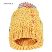 ZHENYUEQI WINTER WARM MIXED COLOR KNITTED HATS FLUFFY PLUSH BEANIE STREET CHIC FOR WOMEN (