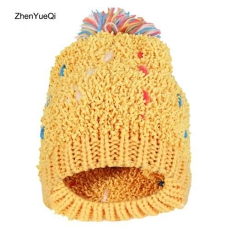 ZHENYUEQI WINTER WARM MIXED COLOR KNITTED HATS FLUFFY PLUSH BEANIE STREET CHIC FOR WOMEN (