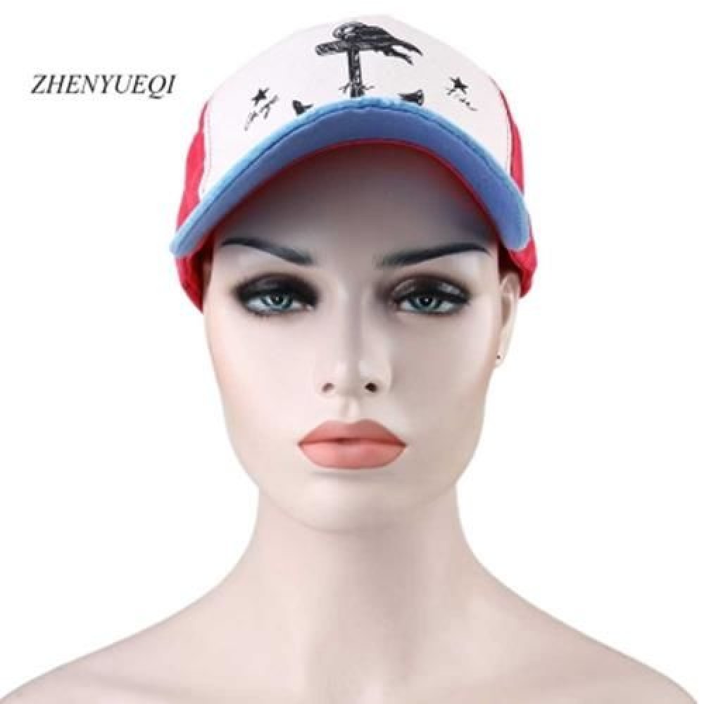ZHENYUEQI CASUAL PATTERN PRINT UNISEX COLOR BLOCK CAP (LAKE BLUE)