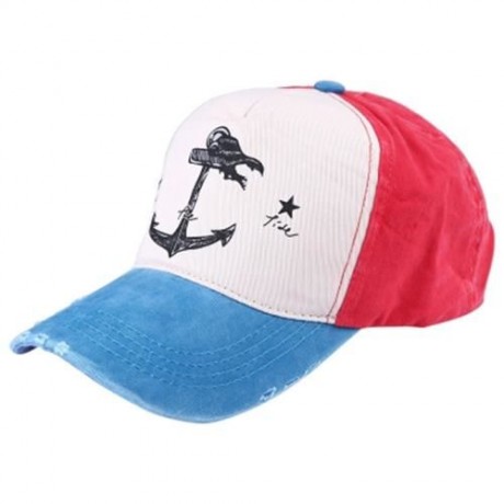 ZHENYUEQI CASUAL PATTERN PRINT UNISEX COLOR BLOCK CAP (LAKE BLUE)