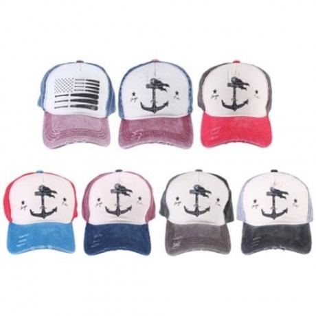ZHENYUEQI CASUAL PATTERN PRINT UNISEX COLOR BLOCK CAP (LAKE BLUE)