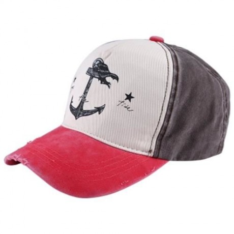 ZHENYUEQI CASUAL PATTERN PRINT UNISEX COLOR BLOCK CAP (WATERMELON RED)