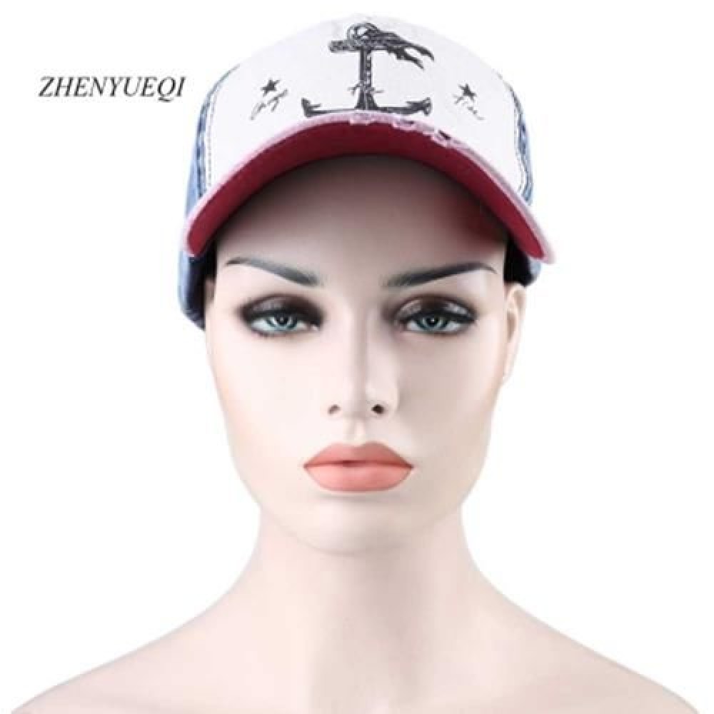ZHENYUEQI CASUAL PATTERN PRINT UNISEX COLOR BLOCK CAP (BURGUNDY)