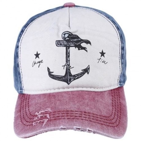 ZHENYUEQI CASUAL PATTERN PRINT UNISEX COLOR BLOCK CAP (BURGUNDY)