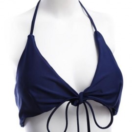 CUTE TWO-PIECE MINI BANDAGE BIKINI SET HALTER SWIMSUIT STRING SWIMWEAR (BLUE)