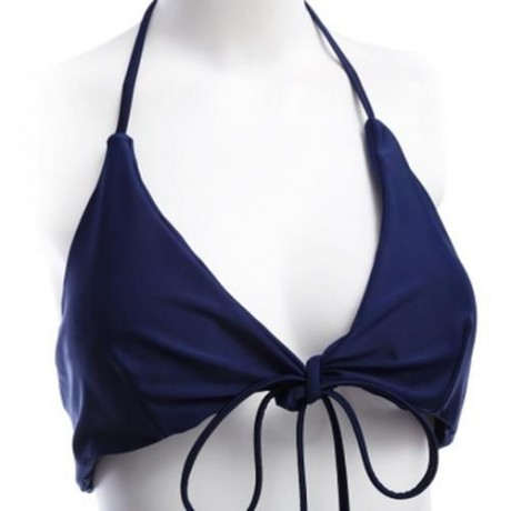 CUTE TWO-PIECE MINI BANDAGE BIKINI SET HALTER SWIMSUIT STRING SWIMWEAR (BLUE)