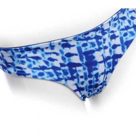 CUTE TWO-PIECE MINI BANDAGE BIKINI SET HALTER SWIMSUIT STRING SWIMWEAR (BLUE)