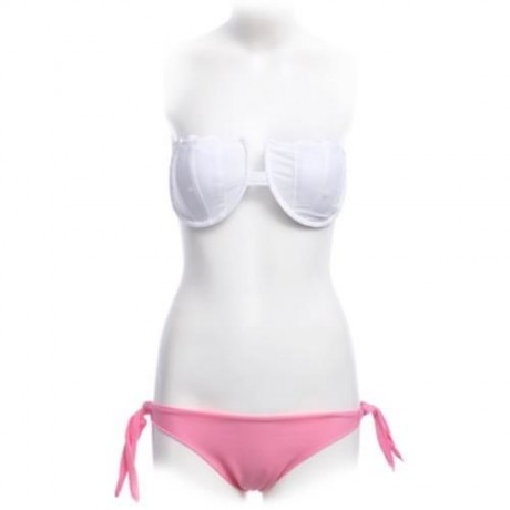SEPARATED SWIMWEAR SWIMSUIT SEXY WOMEN SHELL SHAPE BIKINI SET BATHING SUIT (PINK AND WHITE