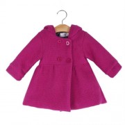SWEET GIRL CHILD RUFFLE LONG SLEEVE HOODED BUTTON JACQUARD COAT (RED)