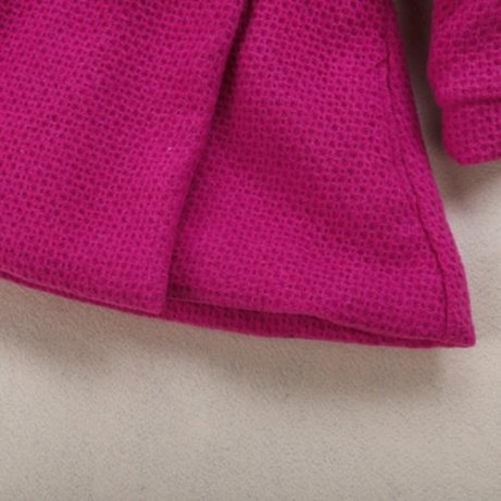 SWEET GIRL CHILD RUFFLE LONG SLEEVE HOODED BUTTON JACQUARD COAT (RED)
