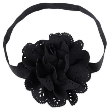 SWEET BABY CHILD FLOWER SHAPE HOLLOW DESIGN ELASTIC HEADBAND (BLACK)