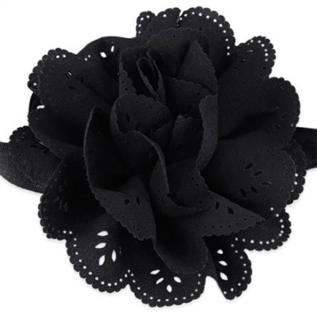 SWEET BABY CHILD FLOWER SHAPE HOLLOW DESIGN ELASTIC HEADBAND (BLACK)