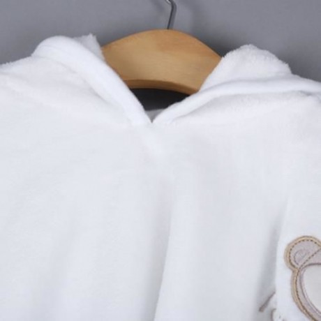 COMFORTABLE CARTOON ANIMAL PRINT HOODED PULL-OVER FARLEY VELVET BABY GIRL CLOAK (WHITE)