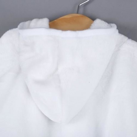 COMFORTABLE CARTOON ANIMAL PRINT HOODED PULL-OVER FARLEY VELVET BABY GIRL CLOAK (WHITE)