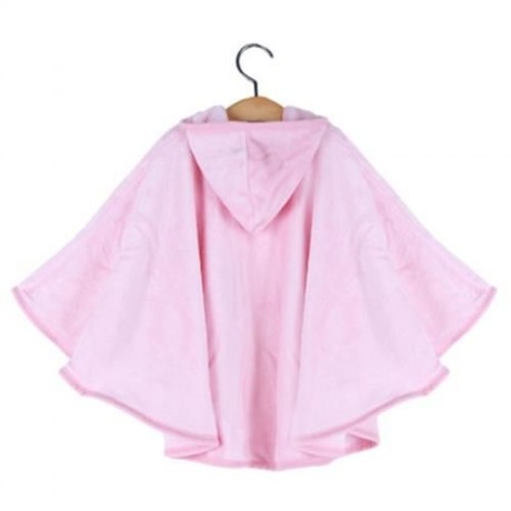 COMFORTABLE CARTOON ANIMAL PRINT HOODED PULL-OVER FARLEY VELVET BABY GIRL CLOAK (PINK)