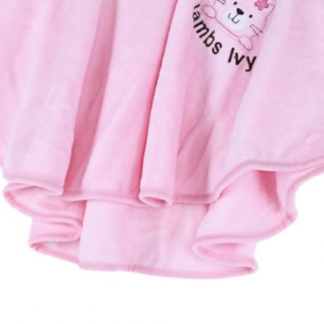 COMFORTABLE CARTOON ANIMAL PRINT HOODED PULL-OVER FARLEY VELVET BABY GIRL CLOAK (PINK)