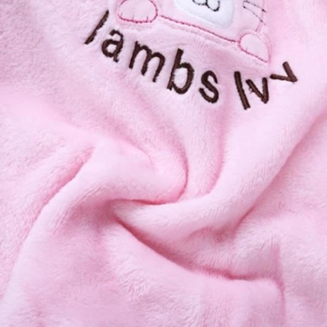 COMFORTABLE CARTOON ANIMAL PRINT HOODED PULL-OVER FARLEY VELVET BABY GIRL CLOAK (PINK)