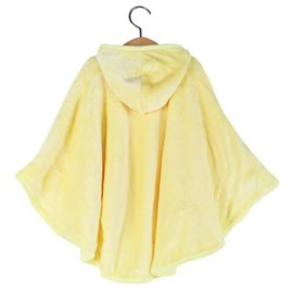 COMFORTABLE CARTOON ANIMAL PRINT HOODED PULL-OVER FARLEY VELVET BABY GIRL CLOAK (YELLOW)