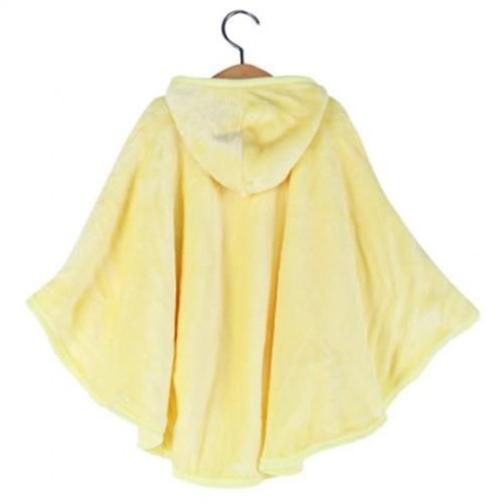COMFORTABLE CARTOON ANIMAL PRINT HOODED PULL-OVER FARLEY VELVET BABY GIRL CLOAK (YELLOW)