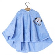 COMFORTABLE CARTOON ANIMAL PRINT HOODED PULL-OVER FARLEY VELVET BABY GIRL CLOAK (BLUE)
