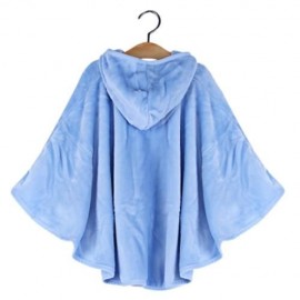 COMFORTABLE CARTOON ANIMAL PRINT HOODED PULL-OVER FARLEY VELVET BABY GIRL CLOAK (BLUE)