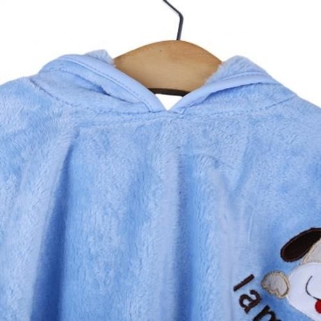 COMFORTABLE CARTOON ANIMAL PRINT HOODED PULL-OVER FARLEY VELVET BABY GIRL CLOAK (BLUE)
