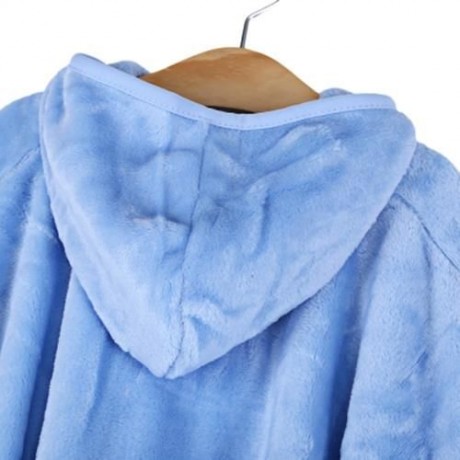 COMFORTABLE CARTOON ANIMAL PRINT HOODED PULL-OVER FARLEY VELVET BABY GIRL CLOAK (BLUE)