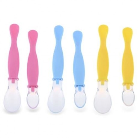 REIZBABY COMFORTABLE 2PCS INFANT BABY BPA FREE AVAILABLE TWO ENDS SOFT HEAD SPOON (PINK)