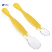 REIZBABY COMFORTABLE 2PCS INFANT BABY BPA FREE AVAILABLE TWO ENDS SOFT HEAD SPOON (YELLOW)