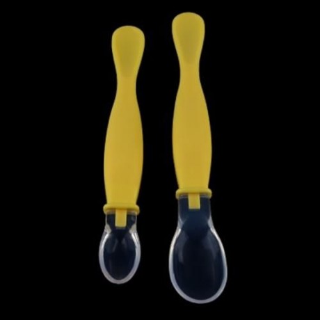 REIZBABY COMFORTABLE 2PCS INFANT BABY BPA FREE AVAILABLE TWO ENDS SOFT HEAD SPOON (YELLOW)