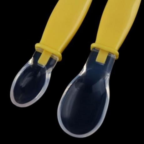 REIZBABY COMFORTABLE 2PCS INFANT BABY BPA FREE AVAILABLE TWO ENDS SOFT HEAD SPOON (YELLOW)
