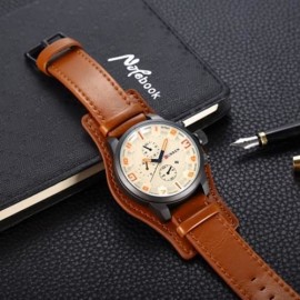 CURREN 8225 CASUAL DECORATIVE SUB-DIAL MALE QUARTZ WATCH (SWEET ORANGE)