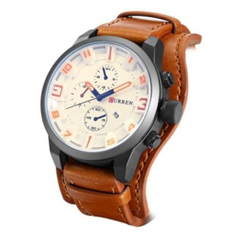 CURREN 8225 CASUAL DECORATIVE SUB-DIAL MALE QUARTZ WATCH (SWEET ORANGE)