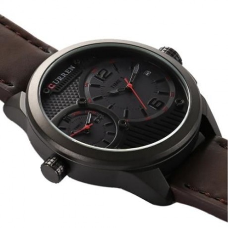 CURREN 8249 DOUBLE MOVEMENTS BUSINESS MALE QUARTZ WATCH WITH BIG DIAL (BLACK)