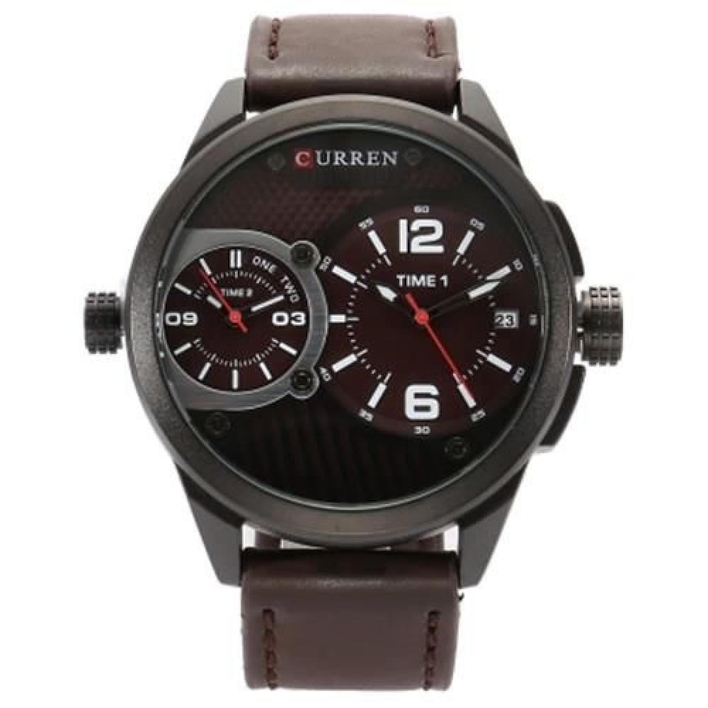 CURREN 8249 DOUBLE MOVEMENTS BUSINESS MALE QUARTZ WATCH WITH BIG DIAL (WHITE)
