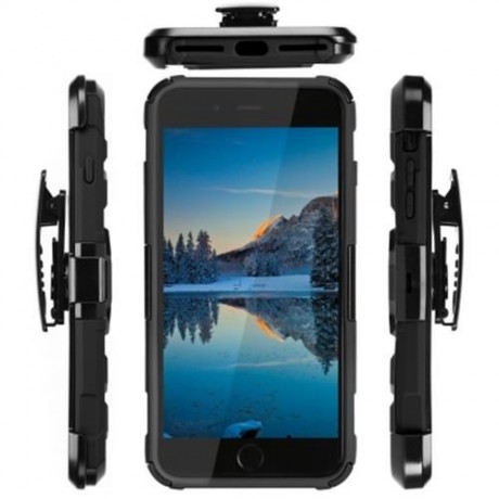 METRANS THREE-PIECE CASE ANTI-KNOCKING ANTI-FALLING PC SHELL COVER FOR IPHONE 7 (BLACK)