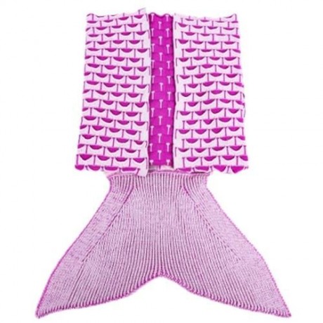 CHARMING MERMAID SHAPE GEOMETRIC DESIGN SMALL POCKET PATTERN BLANKET (PINK)