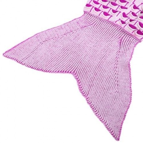 CHARMING MERMAID SHAPE GEOMETRIC DESIGN SMALL POCKET PATTERN BLANKET (PINK)