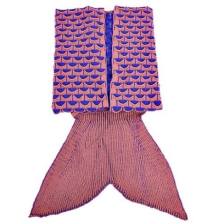 CHARMING MERMAID SHAPE GEOMETRIC DESIGN SMALL POCKET PATTERN BLANKET (ORANGEPINK)