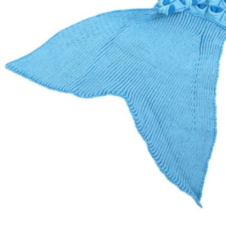 CHARMING MERMAID SHAPE GEOMETRIC DESIGN SMALL POCKET PATTERN BLANKET (BLUE)