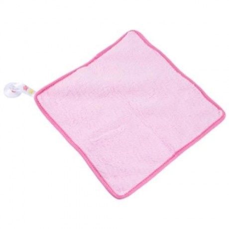 PURE COLOR KITCHEN HANGING CLOTH SOFT DISHCLOTH HAND TOWEL WITH SUCTION CUP (PINK)