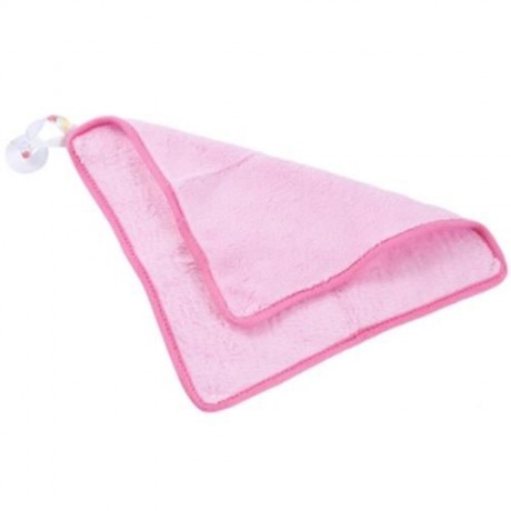 PURE COLOR KITCHEN HANGING CLOTH SOFT DISHCLOTH HAND TOWEL WITH SUCTION CUP (PINK)