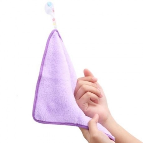 PURE COLOR KITCHEN HANGING CLOTH SOFT DISHCLOTH HAND TOWEL WITH SUCTION CUP (PURPLE)