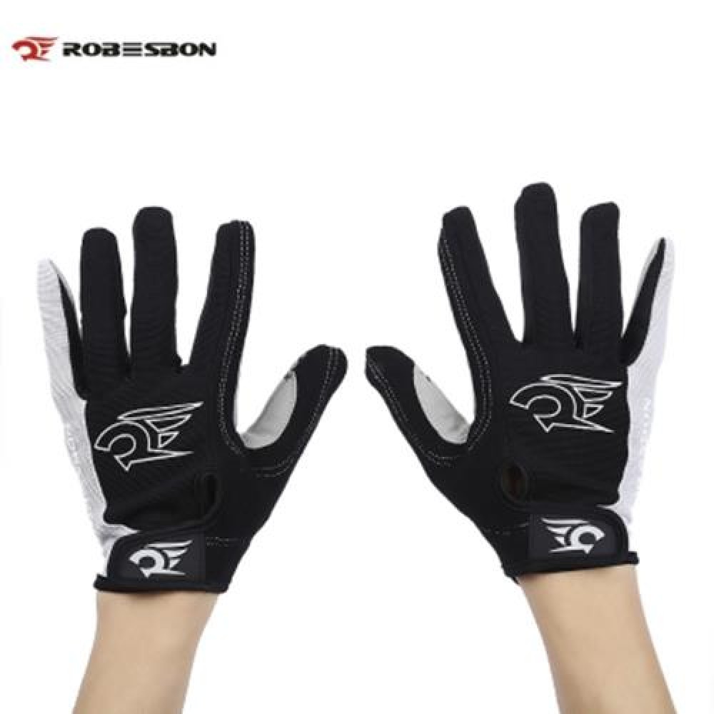 ROBESBON PAIRED UNISEX SPORT MOTOCROSS CYCLING FULL FINGER GLOVES (BLACK)